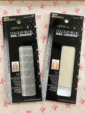 L'Oreal Colour Riche Nail Lingerie Nail Stickers — Black & Cream with Gold Dots